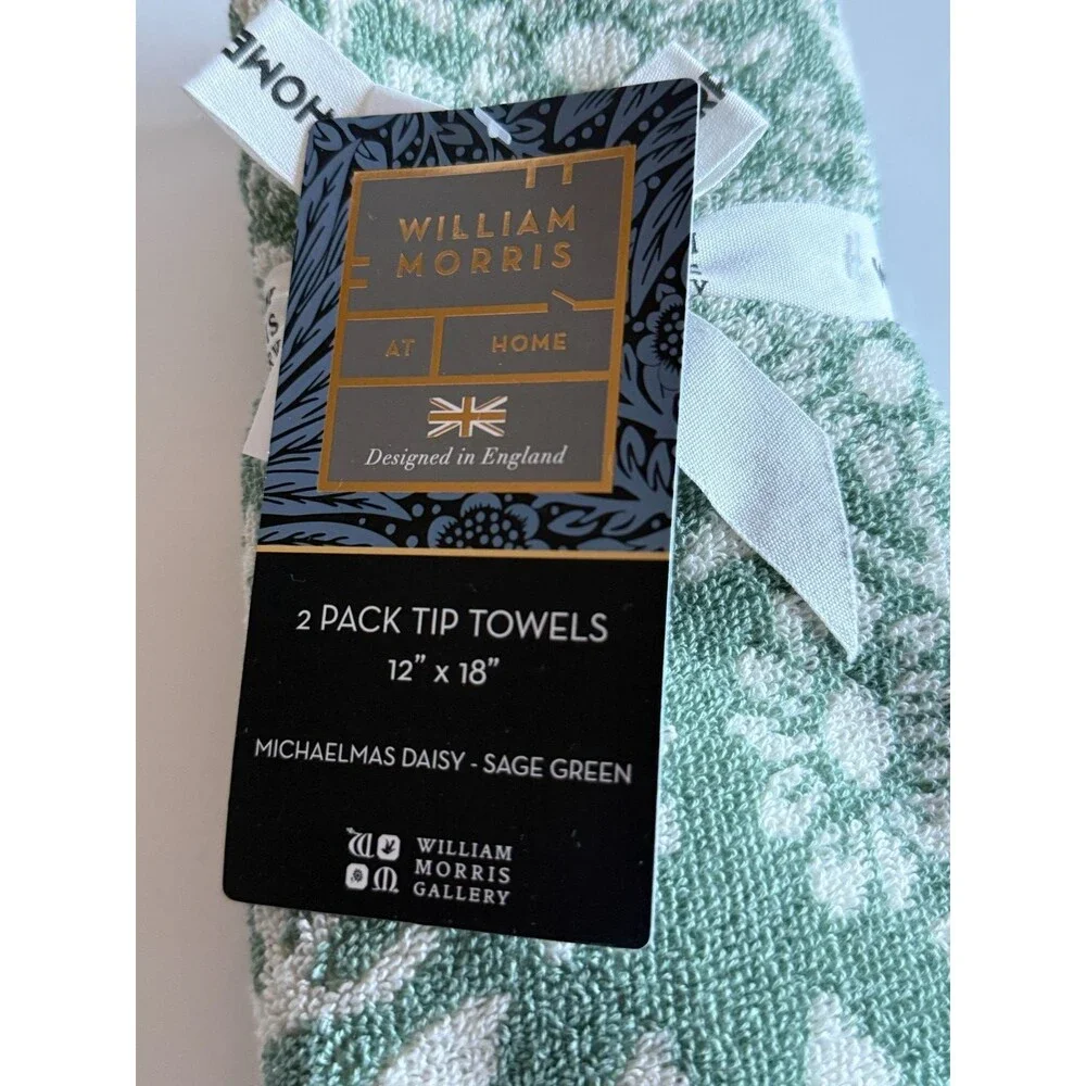 William Morris Michaelmas Daisy Sage Green 6 Piece Towel Set Bath Hand Fingertip